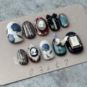 ネイルチップニュアンスマグネットくまさんリボンミラーハートフレンチ971 ネイルチップニュアンスマグネットくまさんリボンミラーハート
