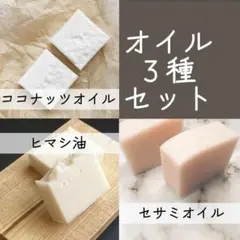 手作り石鹸普通サイズ３種セット｜キャスターオイル、ココナッツオイル他、無香料