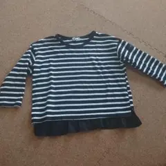 ブランシェス 裾フリルつきボーダー長袖Tシャツ 100cm