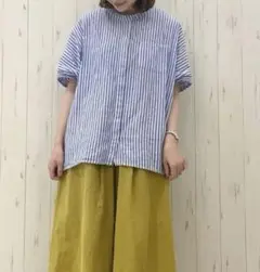 サマンサモスモス 柄アソート袖タッククルーネックブラウス