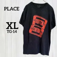 PLACE 【XL/TG-14】半袖 Tシャツ ブラック プリント カットソー