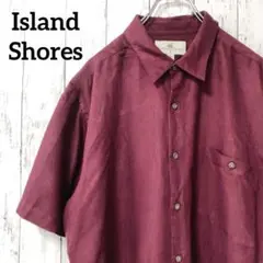 C1688 Island Shores アロハシャツ 半袖 バーガンディ無地XL
