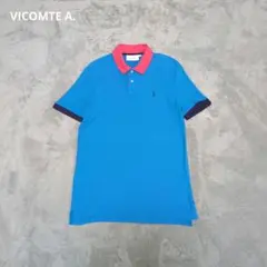 VICOMTE A. 半袖ポロシャツ ブルー×ピンク M