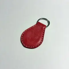赤　ぷっくり　ロロマレザー　ロロマ　国産　ヌメ革　レザー　本革　革　キーホルダー