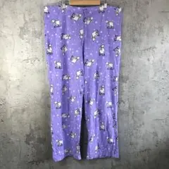 Y5579古着　柄パンツ　パジャマパンツ　紫　90s Y2K