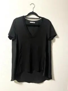 ZARA 異素材デザイン　Tシャツ　ブラック　S