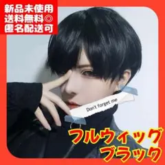 【ネット付き】フルウィッグ ショート 黒 メンズ コスプレ 男装 男女兼用