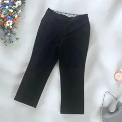 《LUFRAN》 黒ストレッチパンツ 40 リバーシブル 七分丈 アンクルカット