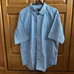 Marmot 半袖シャツ 青と白のチェック　XL