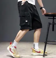 カーゴパンツ ショートパンツ ワークパンツ L ブラック 男女兼用 新品