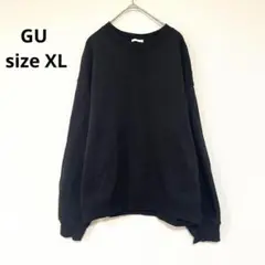 GU スウェットプルオーバー 　黒　LL　ゆったり　無地　585