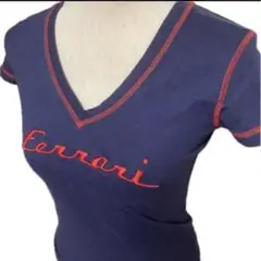 Ferrari ネイビー Vネック Tシャツ　xs