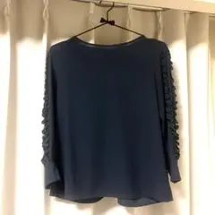 美品　アナイ　ネイビー　フリル付き　ブラウス