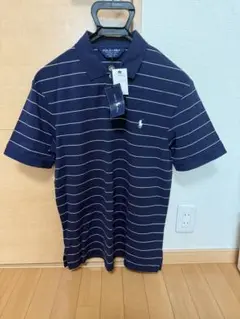 タグ付き新品！ペルー製 POLO GOLFネイビーストライプ ポロシャツLサイズ