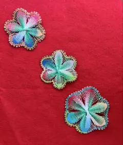 ニャンドゥティ伝統絵　南米刺繍　 Ñanduti 3枚絵1セット　希少な六角形