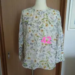 リヨセル花柄長袖シャツ サイズ42