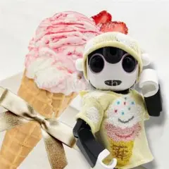 ロボホンの服/ハンドメイド アイスクリーム柄Tシャツ＆帽子セット