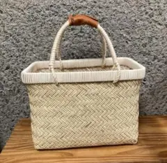 新品　岩手　鳥越竹細工 すず竹 手提げかご