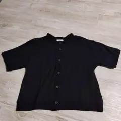 studio CLIP ブラック半袖カーディガン