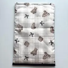 くまちゃん×リボン×チェック柄　アイスまくらカバー　バンドメイドアイスノンカバー