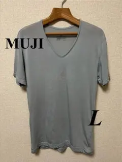 【無印良品】新品同様 ひんやりなめらか Vネック半袖Tシャツ L グレー 完売品