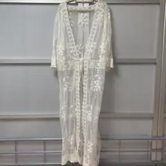 fifth フィフス　フラワー刺繍スカラップロングガウン