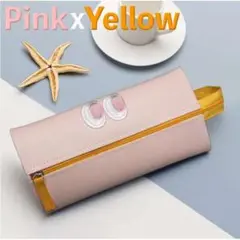 ペンケース 大容量 シンプル 韓国雑貨 筆箱 ポーチ ケース ピンク イエロー