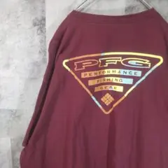 コロンビアPFG半袖TシャツUS古着ビッグオーバーサイズレッド2XL　A7,49
