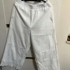 ホワイト レース裾 パンツ