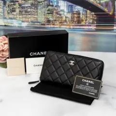 【美品】CHANEL マトラッセ ラウンドファスナー財布 長財布 箱付き