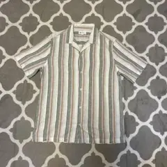 GAP ストライプ 半袖リネンシャツ S