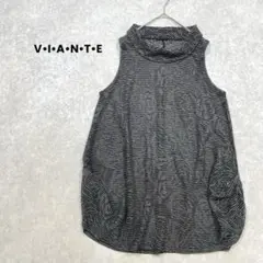 a2295＊V•I•A•N•T•E ノースリーブチュニック　ダークグレー　薔薇柄