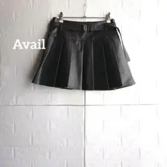 アベイル　ブラックプリーツスカート ベルト付き