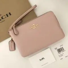 COACH コーチ ダブルファスナー ポーチ財布 ブロッサム ライトピンク