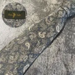 AN100 Polo Club ペイズリー柄 ライトブルー シルク ネクタイ