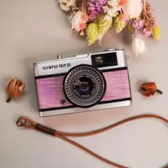 【天然ウッドカメラ】Olympus Trip 35 ラベンダー フィルムカメラ