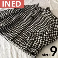 INED イネド 千鳥格子 ポンチョ風コート サイズ9 ショートコート ボレロ