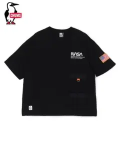 チャムス×NASA スペース ポケット Tシャツ／黒 CH01-2544／XXL