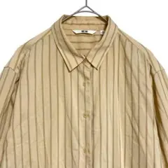 UNIQLO ユニクロ　レーヨンストライプブラウス　ベージュ　M