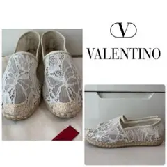 VALENTINO ホワイトレース エスパドリーユ パンプス