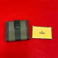 極 美品 希少 フェンディ ペカン 柄 レザー 二つ折り 財布 折り財布 黒