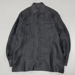 00s LDB リネン100% L/S シャツ チャコールブラック 艶 光沢