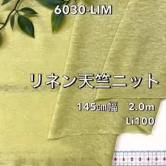 NO,6030-LIM 145㎝幅 2.0m リネン天竺ニット　ライム　無地