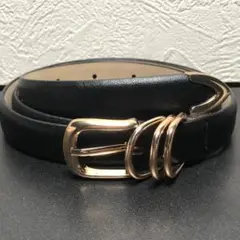 ベルト ブラック 全長100cm 幅1.9cm シック バックル・ゴールド Pu