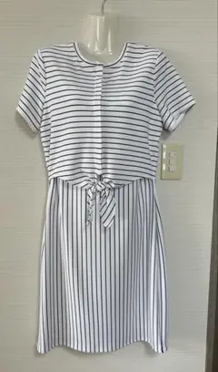 【新品未使用】バナナリパブリックストライプ　半袖 ワンピース　M
