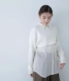 ナチュラルビューティーベーシック　ニットレイヤードシアーシャツ
