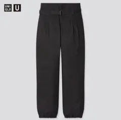 新品タグ付　UNIQLO U 綿100 コットンブラック シルエットパンツ