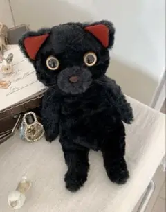 猫ぬいぐるみ　黒猫　アンティーク　ネコ