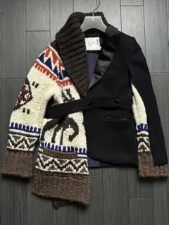 sacai サカイ 18aw カウチンニットドッキング テーラードジャケット
