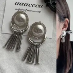▫︎▪︎▪︎▫︎silver×タッセル2wayピアス/aaacccu